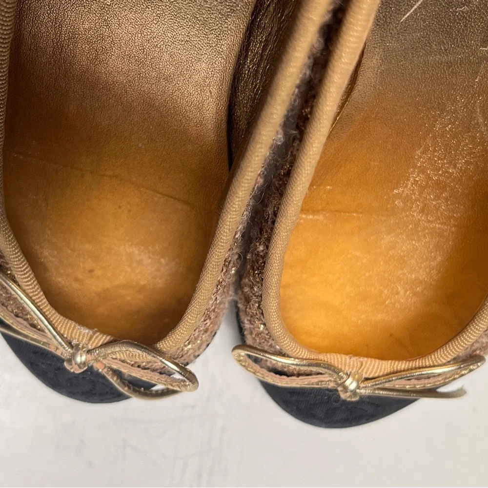 CHANEL Women's Gold and Black Flats